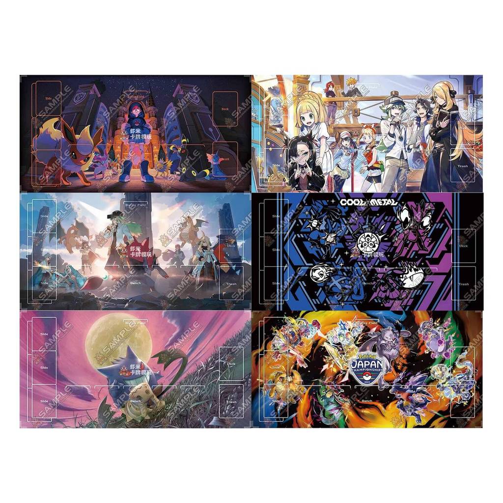 600X350X2Mm Diy Ptcg Eevee Mewtwo Card Battle Mat Ptcg Gengar Single Player Board Game Card Duel Pla