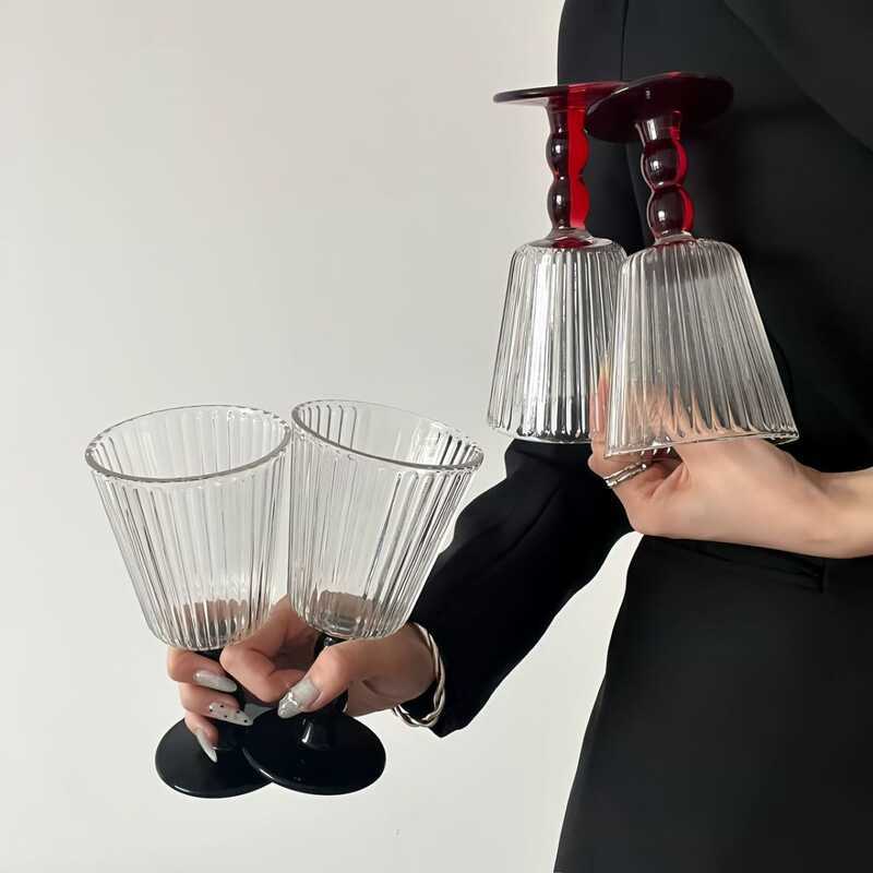 Ly thủy tinh không chì cao cấp kiểu Pháp cổ điển, họa tiết dọc B&O'li, dùng để đựng rượu, đồ uống và