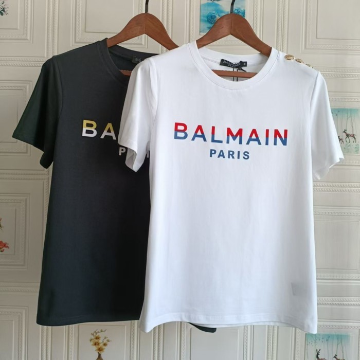 Balmain Áo Thun Tay Ngắn Cotton Phong Cách Bold, Thời Trang