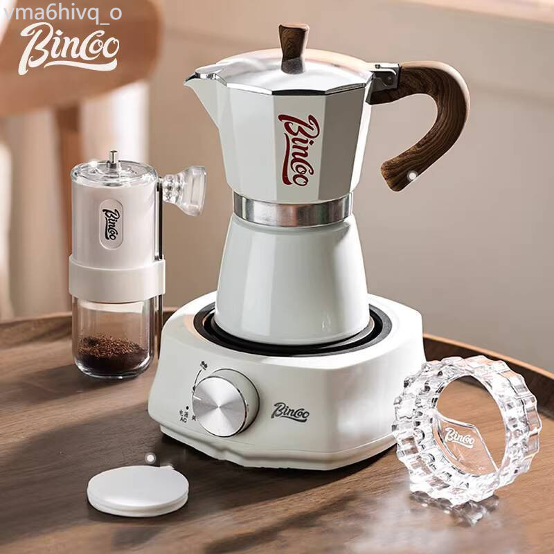 (HÀNG HOT) Bộ Bincoo Coffee Moka Pot, bếp điện gốm gia đình, nhỏ, máy pha cà phê espresso Ý