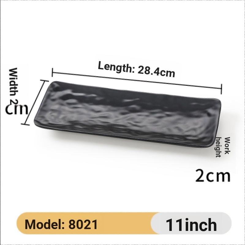< Chất Lượng Cao * Đĩa Nhựa Melamine Dài Mặt Phẳng Màu Đen Hình Chữ Nhật Cho Bàn Ăn