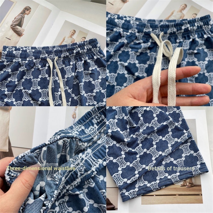 Quần Denim Ống Rộng Lưng Cao In Họa Tiết Thời Trang Mùa Hè 2023 Mới Cho Nữ