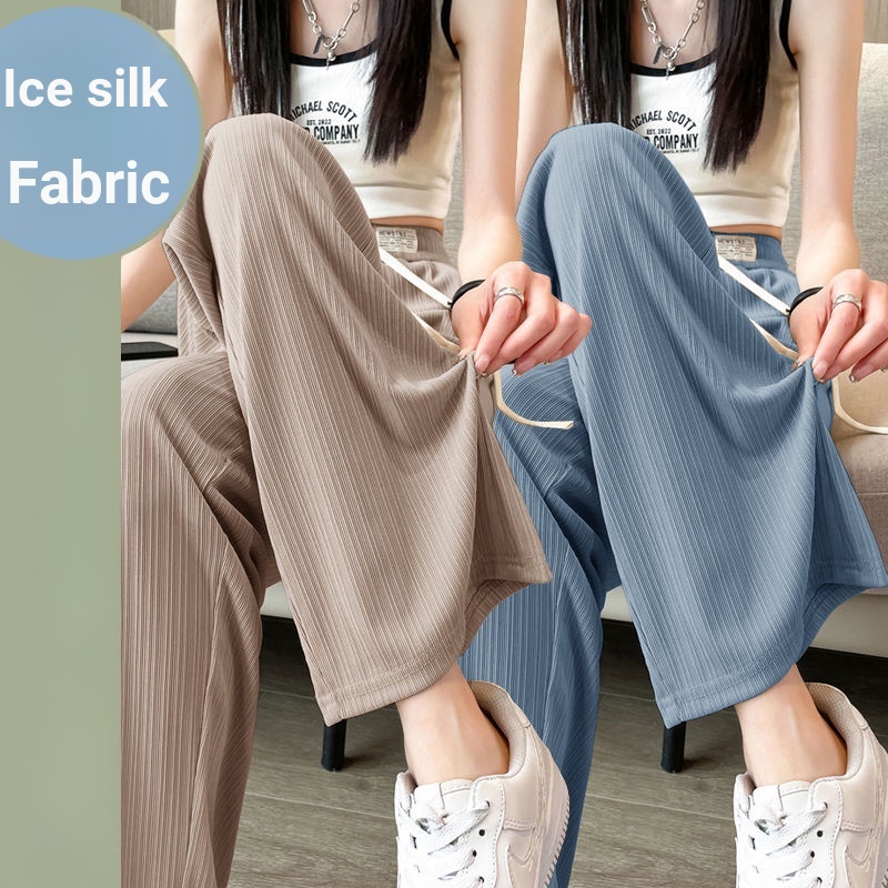 Set Đồ Thể Thao Mùa Hè 2023 Hai Mảnh Quần Ống Rộng Lưng Cao Bằng Lụa Lạnh Chống Nắng Chống Nắng Cho Nữ