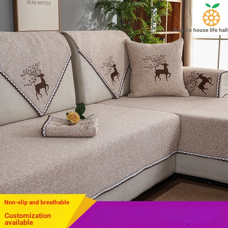 Vỏ Bọc Đệm Ghế Sofa Bốn Mùa Bằng Vải Lanh Cotton Trơn Màu Đơn Giản Thông Dụng Nâng Cấp Chống Mài Mòn Thoáng Khí Thân Thiện Với Da Đẹp Mắt