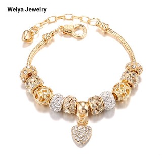 Vòng tay mạ vàng 24k đính đá hình trái tim thời trang