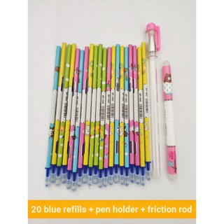 🎀Set 20 Ruột Bút Mực + 1 Giá Đựng Bút + 1 Ngòi Tẩy Thay Thế Ngòi Bút 0.5 Họa Tiết Hoạt Hình Dễ Thương Cho Học Sinh