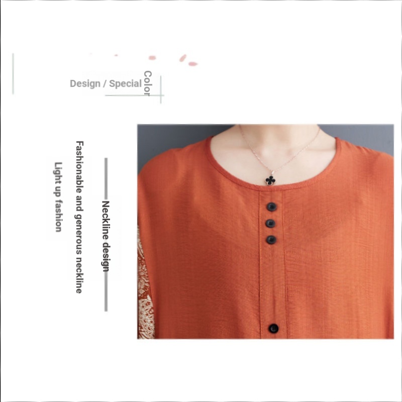 Áo Thun Cotton Lanh Tay Lửng Dáng Rộng In Hình Nhìn Hàng Mới 2023 Phong Cách Phương Tây Thời Trang Mùa Hè Cho Nữ