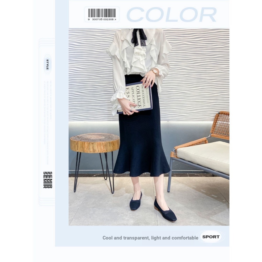 Giày Lười Dệt Kim Mũi Vuông Đế Mềm Thoáng Khí Thời Trang Xuân Hè 2022 Cho Nữ