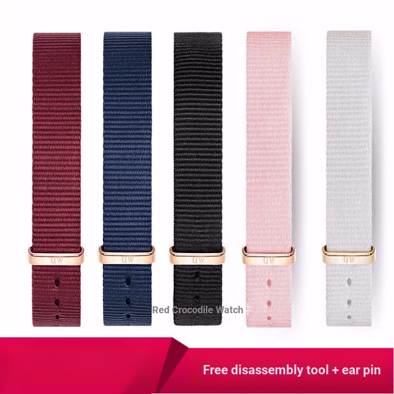 Dây Đồng Hồ Đeo Tay dw Dây Canvas Nylon Màu Hồng Đen / Xanh Lam Nguyên Chất Cho Nam Và Nữ
