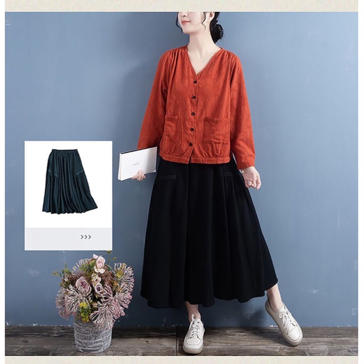 Áo Khoác Cotton Lanh Ngắn Dáng Rộng Cổ Chữ V Thời Trang Mùa Xuân Mới 2023 Kích Thước Lớn M-4xl