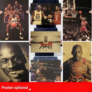 Set 5 Tấm Poster Giấy Kraft In Hình Ngôi Sao Bóng Rổ Jordan Trang Trí Quán Bar
