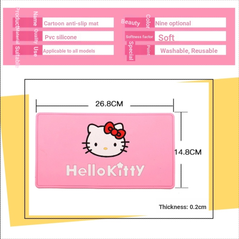 Thảm Lót Điện Thoại / GPS Chống Trượt Hình Hello Kitty / Mickey / Minnie Dễ Thương Trang Trí Xe Hơi