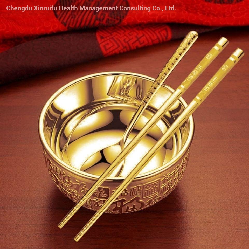 Ll Bộ Ba Món Chén Và Đũa Mạ Vàng Đồng Hình Rồng Phượng Hoàng Phượng Hoàng Mạ Vàng / Bạc May Mắn