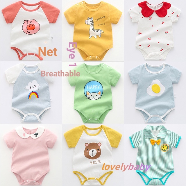 Áo Liền Quần Bằng Cotton Thoáng Khí Tay Lỡ In Hoạt Hình Dành Cho Bé 66~100 Size