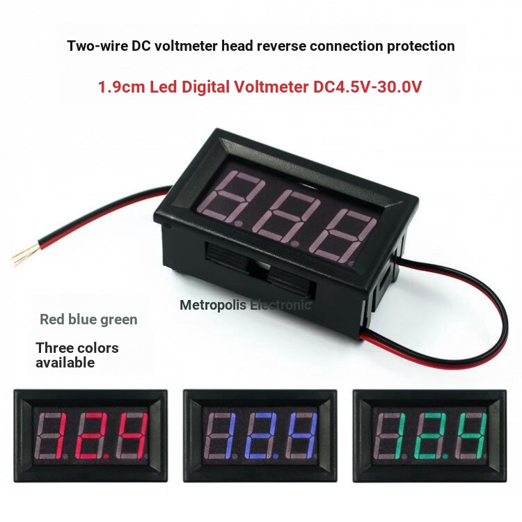 Vôn Kế Kỹ Thuật Số 2085 > Hai Dây DC 1.9cm LED 4.5V-30.0V Bảo Vệ