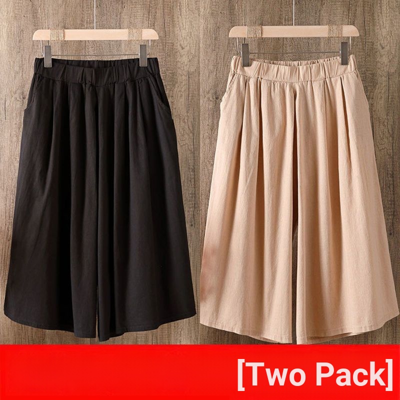 2023 Mới Một Mảnh Quần Ống Rộng Bằng Cotton Nguyên Chất Kích Thước Lớn Ôm Dáng Mặc Thường Ngày Mùa Hè Cho Nữ