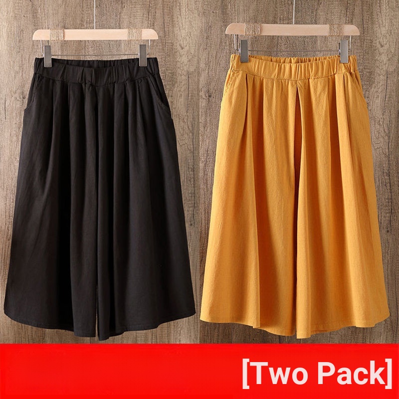 2023 Mới Một Mảnh Quần Ống Rộng Bằng Cotton Nguyên Chất Kích Thước Lớn Ôm Dáng Mặc Thường Ngày Mùa Hè Cho Nữ