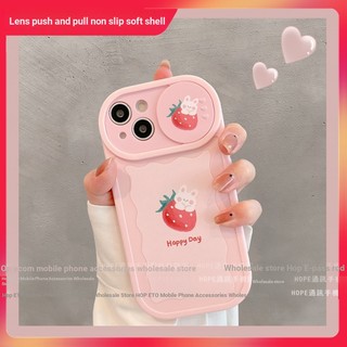 Ốp Điện Thoại Chống Sốc Có Nắp Trượt Bảo Vệ Ống Kính Máy Ảnh Họa Tiết Gấu / Thỏ / Bơ Cho iPhone 13 11 12 Pro max xr xs xmax