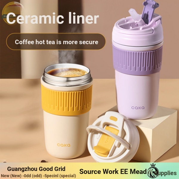 Cốc Giữ Nhiệt Bằng Sứ 316 Thiết Kế Nhỏ Gọn Có Nắp Đậy Và Ống Hút Tiện Dụng Mang Theo Du Lịch