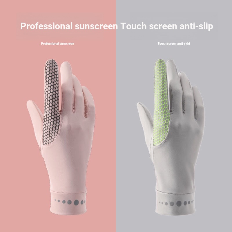 Găng Tay Lái Xe Chống Nắng Tia Cực Tím Chống Trượt Vải Lụa Lạnh Mỏng Phong Cách Mới 2023 Có Thể Chạm