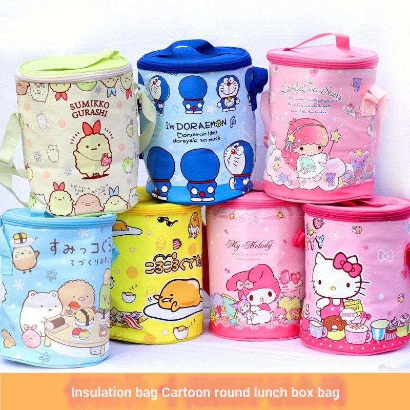 Túi Đựng Hộp Cơm Trưa Cách Nhiệt Họa Tiết Hoạt Hình hello kitty melody twins gemini Công Chúa Tuyết doraemon Dễ Thương Phong Cách Nhật Bản Cho Học Sinh Trẻ Em