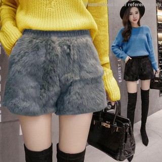 [Short] Quần Short Len Lông Thỏ Dáng Rộng Phong Cách Phương Tây Thời Trang Thu Đông Cho Nữ