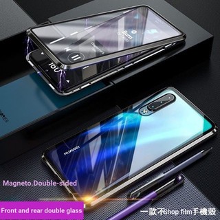Ốp Điện Thoại Hai Mặt Kính Trong Suốt Viền Kim Loại Từ Tính Chống Trầy Cho HUAWEI HUAWEI Y9 2019 P20 P30 Pro Prime