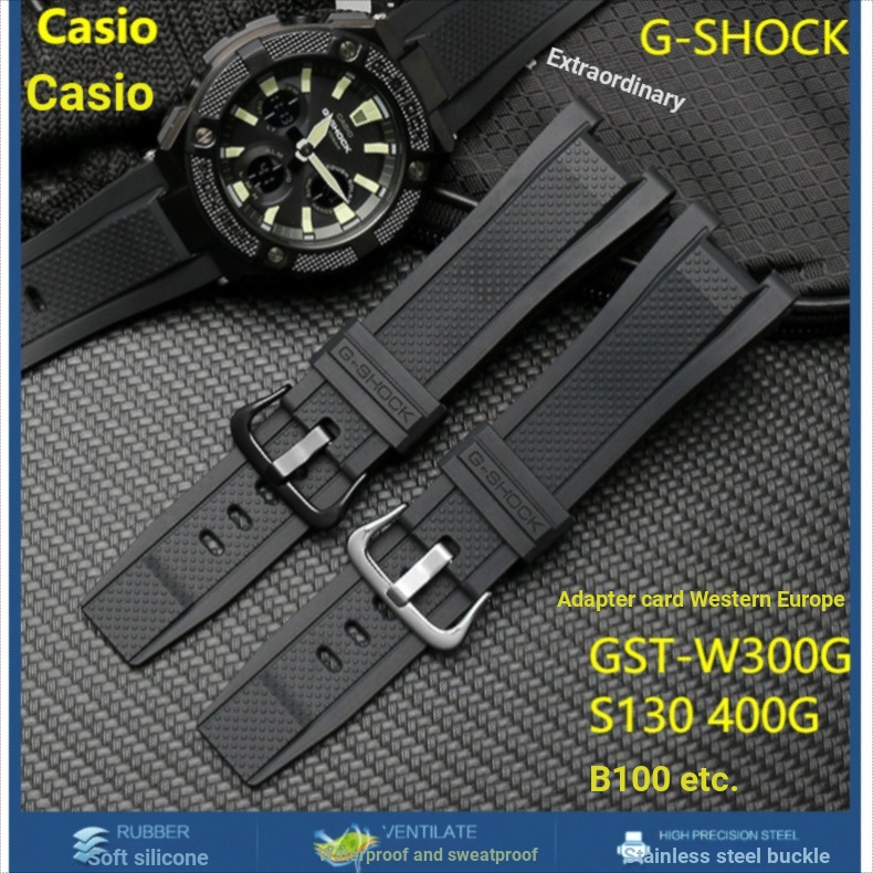 Dây Đeo Silicon Chống Nước 26mm Cho Đồng Hồ Casio G-SHOCK GST-W300G S130 400G B100