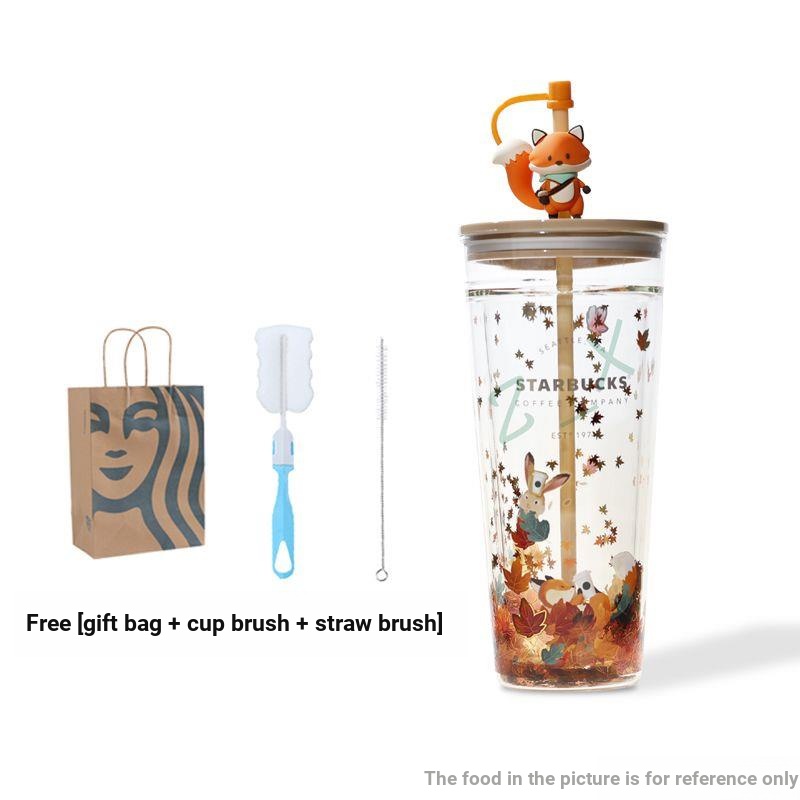 Cốc Starbucks Thỏ Cáo Mùa Thu Hai Lớp Chịu Nhiệt Tốt Có Nắp Đậy Cốc Quà Tặng