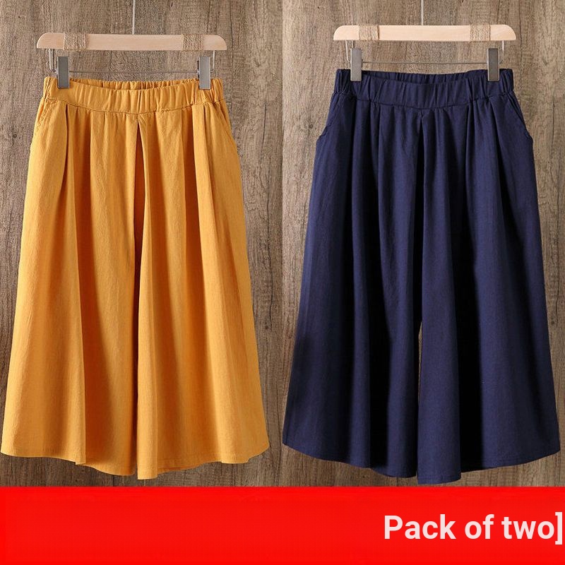 2023 Mới Một Mảnh Quần Ống Rộng Bằng Cotton Nguyên Chất Kích Thước Lớn Ôm Dáng Mặc Thường Ngày Mùa Hè Cho Nữ