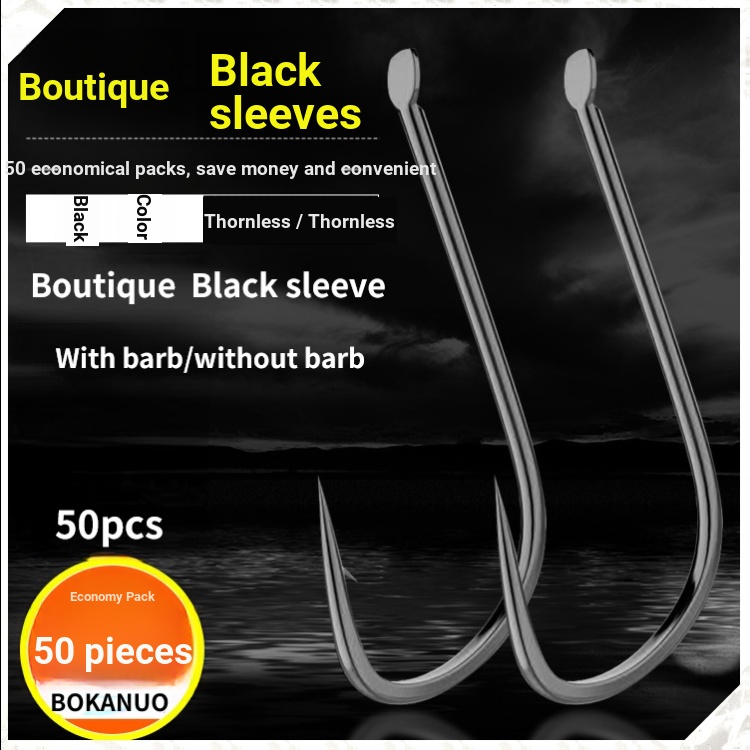 Set 50 / 100 Móc Câu Cá Màu Đen Bằng Thép carbon