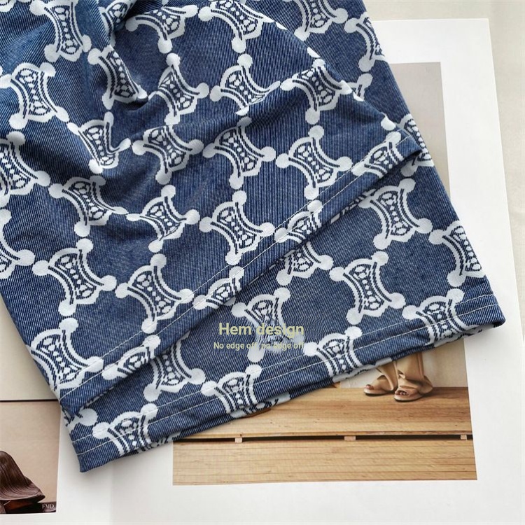 Quần Denim Ống Rộng Lưng Cao In Họa Tiết Thời Trang Mùa Hè 2023 Mới Cho Nữ