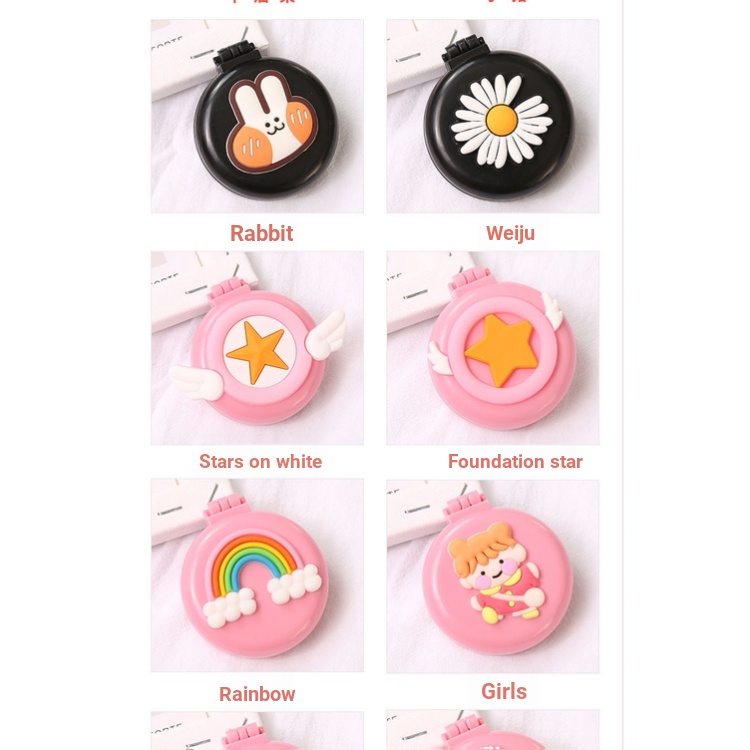 Lược Chải Tóc Túi Khí Bằng Nhựa Kèm Gương Trang Điểm Gấp Gọn Họa Tiết Hoạt Hình Dễ Thương Dành Cho Bạn Gái 202