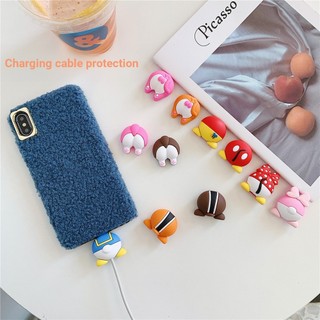 [9 Choices] Vỏ Bảo Vệ Dây Cáp Sạc Bằng Silicon Mềm Chống Đứt Gãy Hình Hoạt Hình Dễ Thương Sáng Tạo Cho Apple iPhone