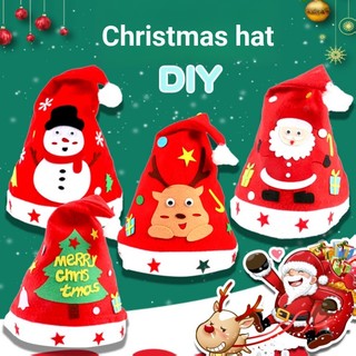 Mũ Giáng Sinh Bằng Vải Không Dệt Hoạt Hình Handmade DIY Dành Cho Trẻ Mẫu Giáo