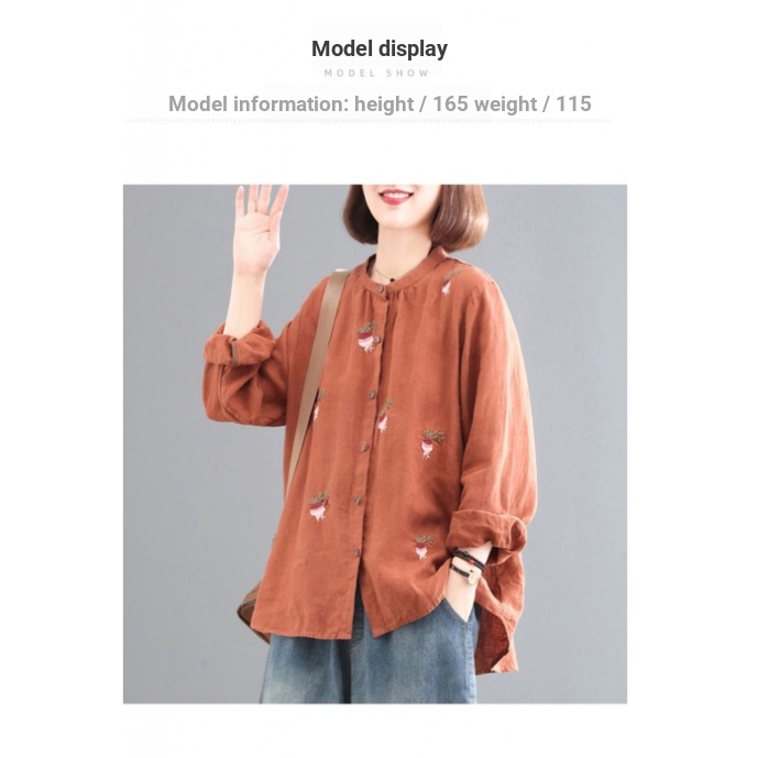 Áo Sơ Mi Cotton Lanh Thêu Họa Tiết Thời Trang Xuân Thu Hàn Quốc Mới 2023