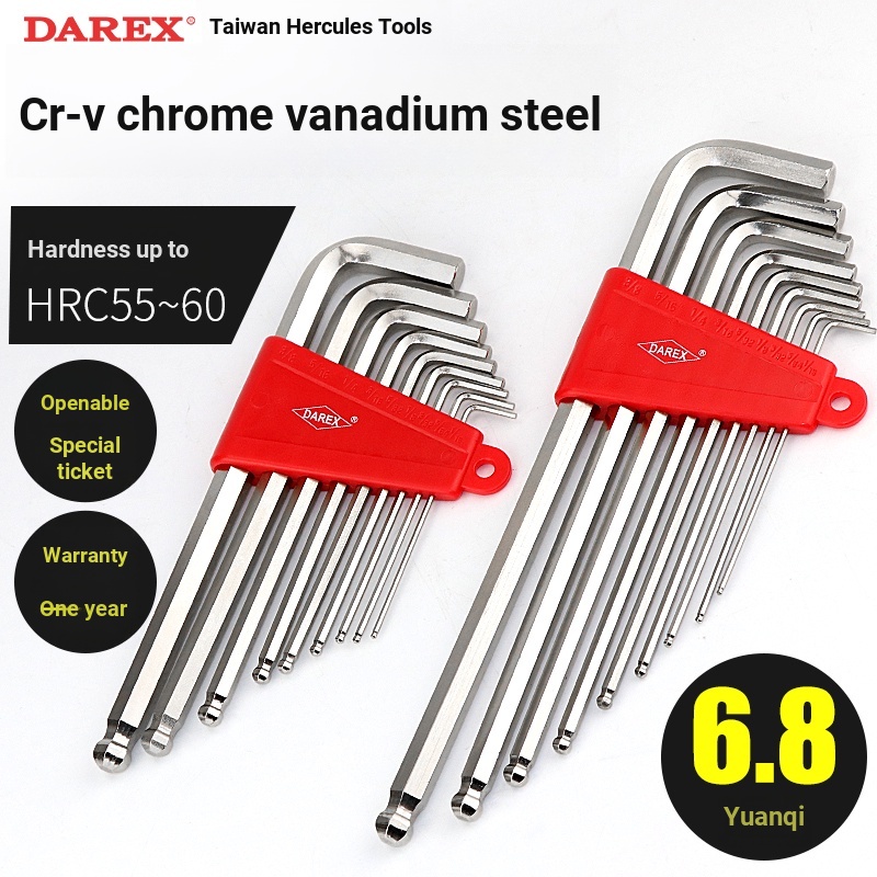 Darex Bộ Cờ Lê Allen Đầu Lục Giác Dài Cực Dài Được Cấp Độ Công Nghiệp