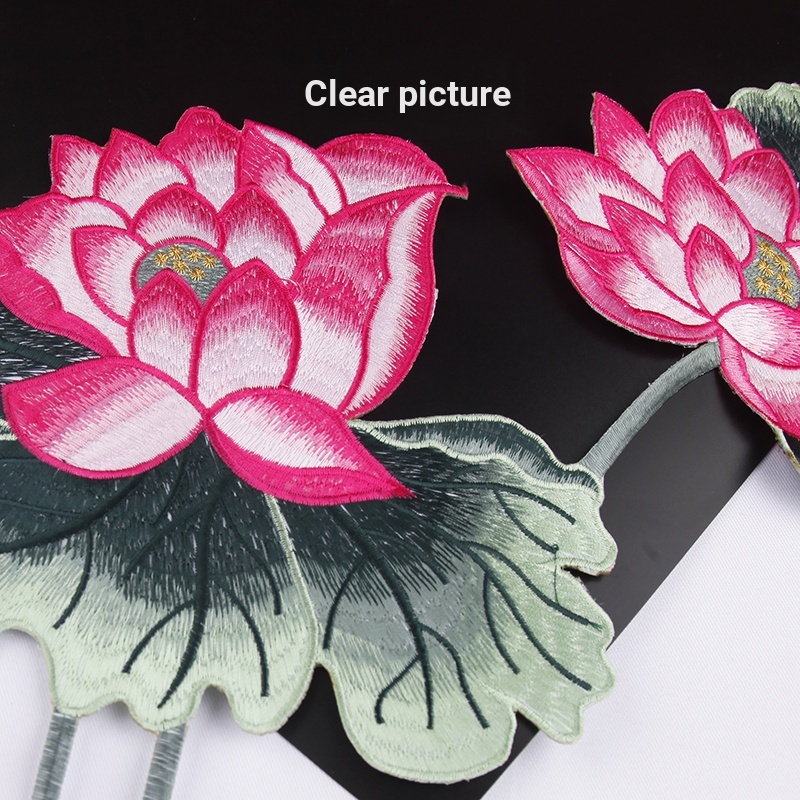 Miếng Dán Thêu Hình Hoa Sen Lớn Dùng Trang Trí Sườn Xám