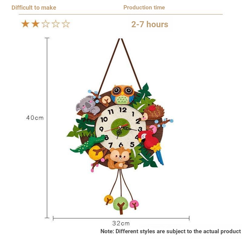 ✲◑☊Đồng Hồ Treo Tường handmade diy Bằng Vải Không Dệt Sáng Tạo Cho Bé