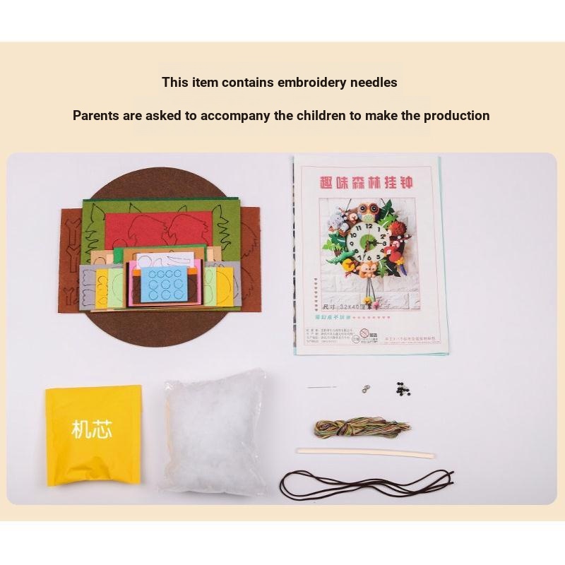 ✲◑☊Đồng Hồ Treo Tường handmade diy Bằng Vải Không Dệt Sáng Tạo Cho Bé