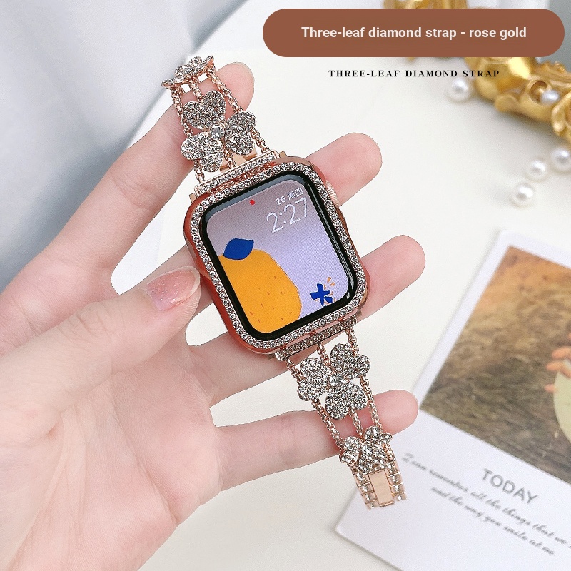 Dây Đeo Inox Đính Đá Cho Đồng Hồ Thông Minh apple watch 7th se 6 5 4 3rd 38 / 40 42 / 44