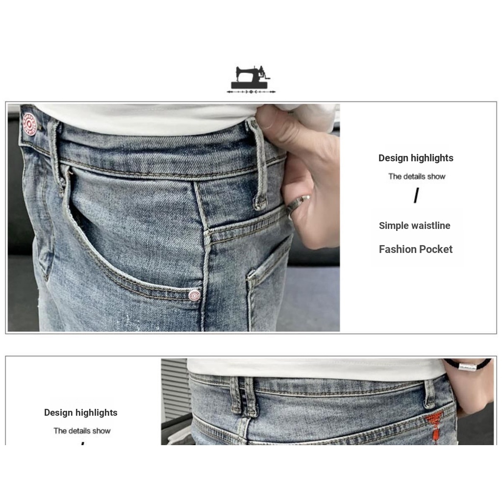 Quần jeans Nam Ôm Dáng Màu Sáng Phong Cách Hàn Quốc Thời Trang