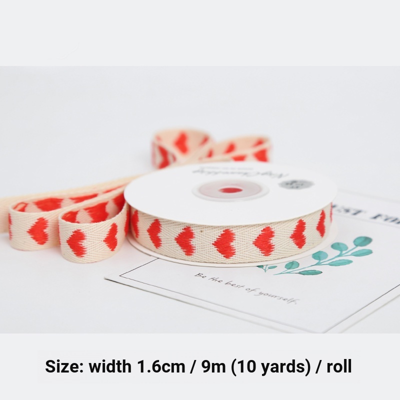 Cuộn Dây Ruy Băng Thêu Hình Trái Tim Viền Vải Ruy Băng Trang Trí Bó Hoa / Bánh Kem diy