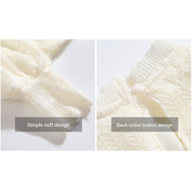 Áo Ren Lưới Tay Phồng Cổ Đứng Phong Cách Phương Tây Thời Trang Mùa Đông Cho Nữ