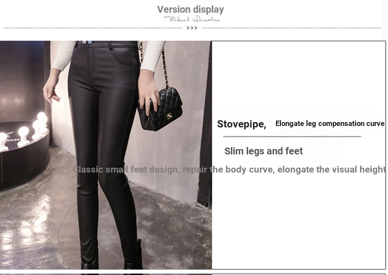 Quần Legging Bằng Da Lưng Cao Ôm Dáng Hai Hàng Nút Thời Trang Cho Nữ