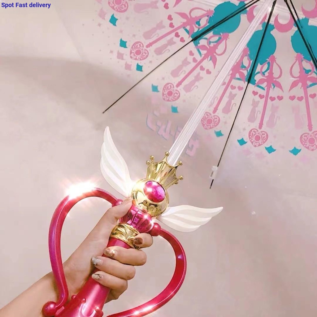 Sailor Moon Dù Che Nắng Tay Cầm Dài Dạ Quang In Hình Thủy Thủ Mặt Trăng Phong Cách Lolita Nhật Bản