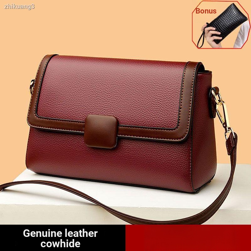 Túi Xách Da Bò Đeo Vai Hình Trụ Phối Màu Tương Phản Thời Trang 2023 Cho Nữ