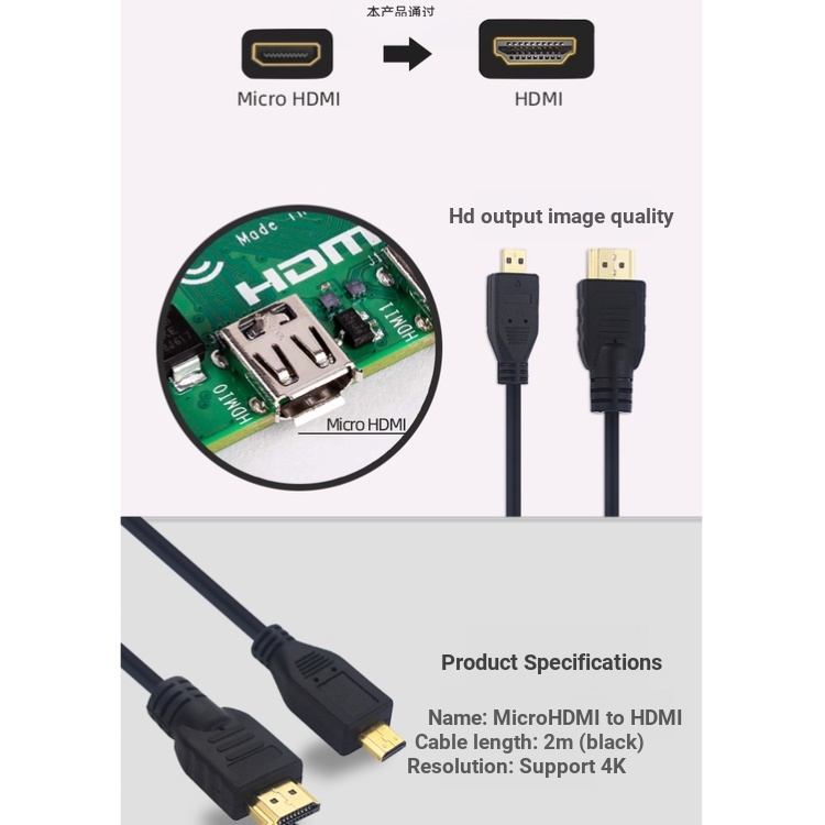 Dây Cáp Chuyển Đổi raspberry pi 4 micro hdmi Sang hdmi video hd 4k Dài 1.5m