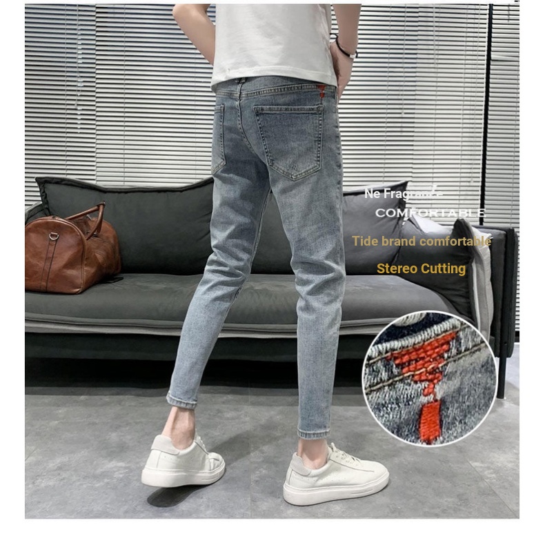 Quần jeans Nam Ôm Dáng Màu Sáng Phong Cách Hàn Quốc Thời Trang