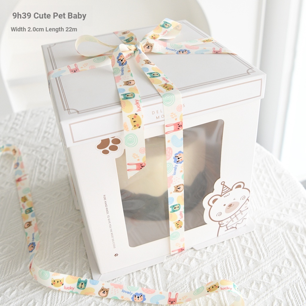 Cuộn Dây Ruy Băng Họa Tiết Hoạt Hình Trang Trí Bánh Kem Cho Bé